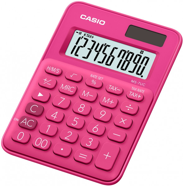 Casio MS-7UC, 10-stelliger Tischrechner, rot / pink