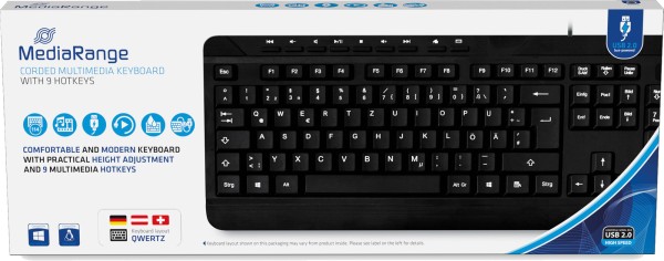 MediaRange Wired multimedia keyboard, QWERTZ (DE/AT), black
