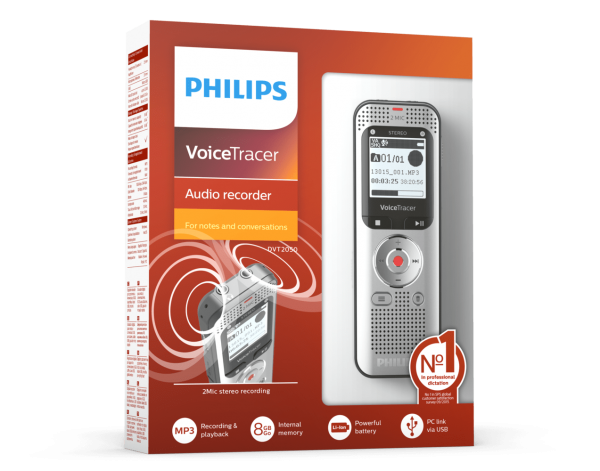 Philips DVT 2050 2510 VoiceTracer - Audiorecorder für Notizen